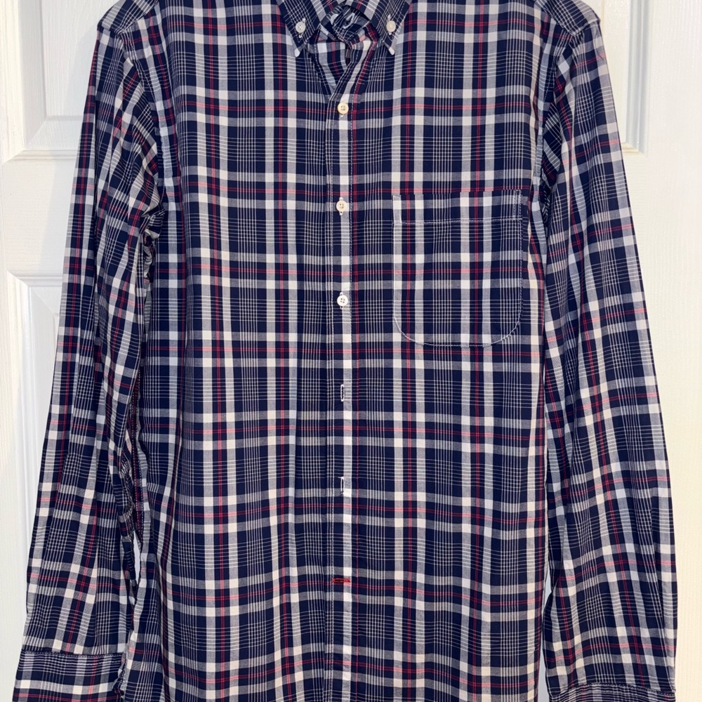 Gustin Navy and Red Plaid Casual Shirt